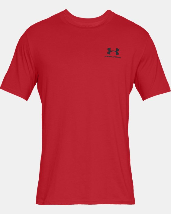 Men's UA Sportstyle Left Chest Short Sleeve Shirt, Red, pdpMainDesktop image number 5